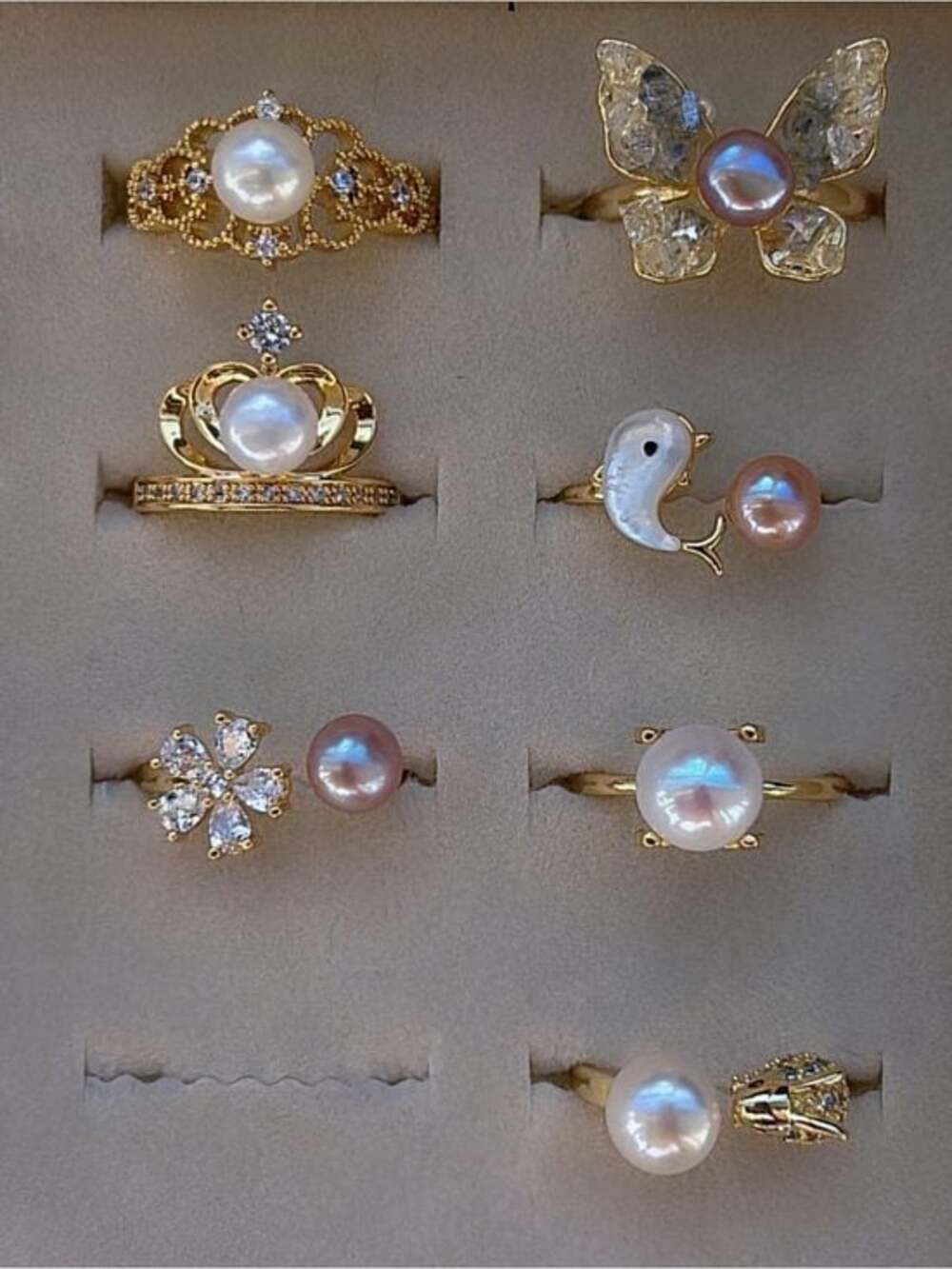 Pick 1 Genuine Pearl Rings | 18k Gold Plated | Adjustable Band | Pink Luster |